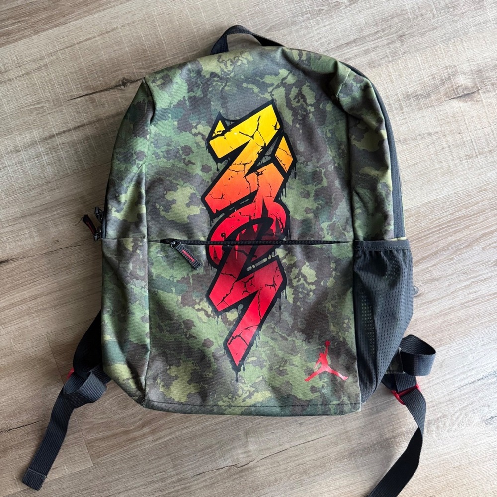 Nike Air Jordan 23 Camo Backpack Green Red Jumpman School Gym Bag Camouflage